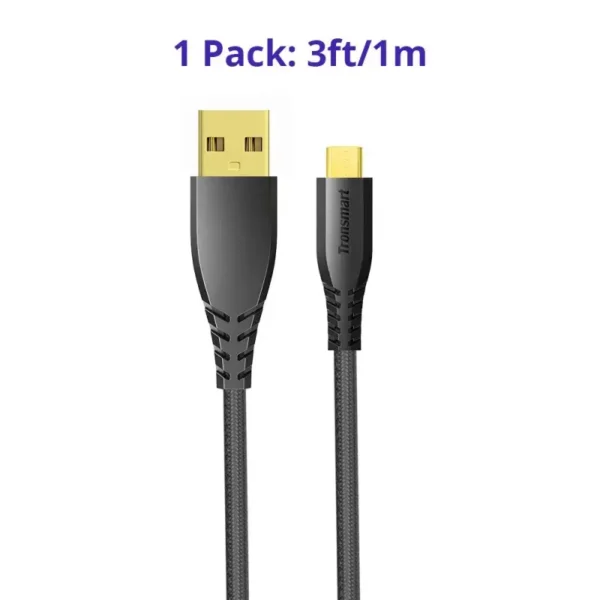 ⁦כבל סינכון וטעינה 1 מטר - Tronsmart Micro USB Cable⁩ – תמונה ⁦5⁩